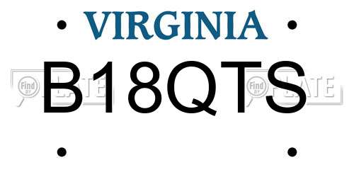B18QTS Virginia License Plate