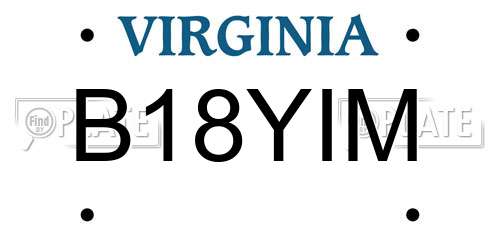 B18YIM Virginia License Plate