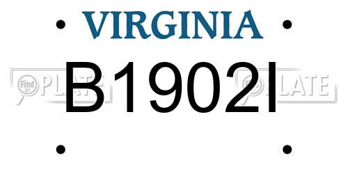 B1902I Virginia License Plate