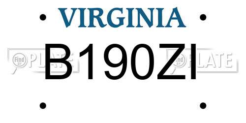 B190ZI Virginia License Plate