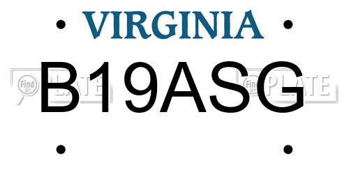 B19ASG Virginia License Plate