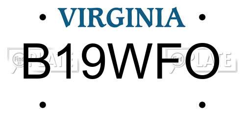 B19WFO Virginia License Plate