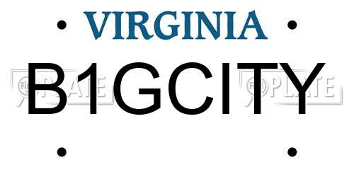 B1GCITY Virginia License Plate