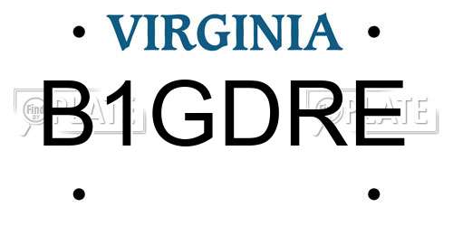 B1GDRE Virginia License Plate