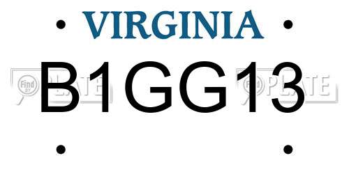 B1GG13 Virginia License Plate