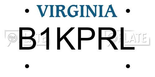B1KPRL Virginia License Plate