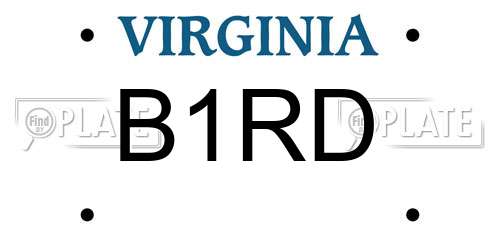 B1RD Virginia License Plate