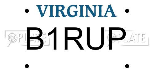 B1RUP Virginia License Plate