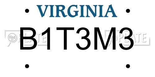 B1T3M3 Virginia License Plate