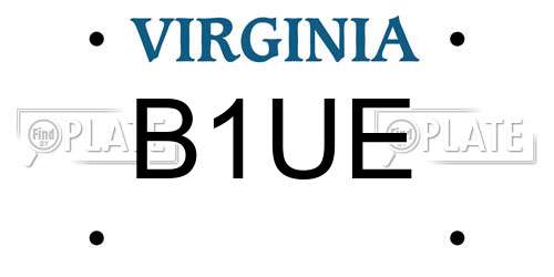 B1UE Virginia License Plate