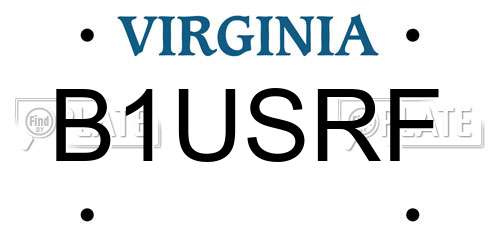 B1USRF Virginia License Plate