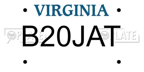 B20JAT Virginia License Plate