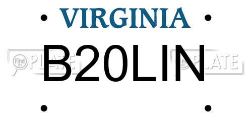 B20LIN Virginia License Plate