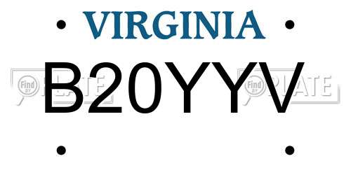 B20YYV Virginia License Plate