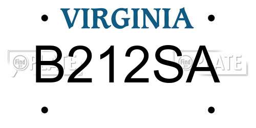 B212SA Virginia License Plate