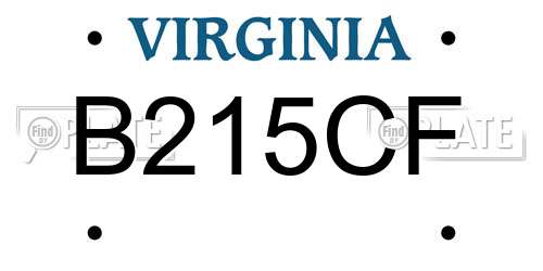 B215CF Virginia License Plate