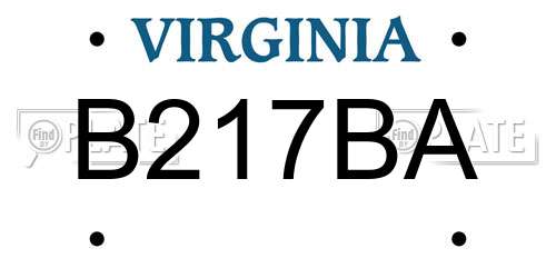 B217BA Virginia License Plate