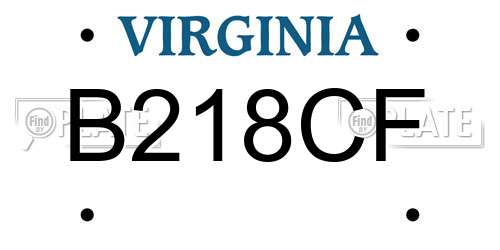 B218CF Virginia License Plate