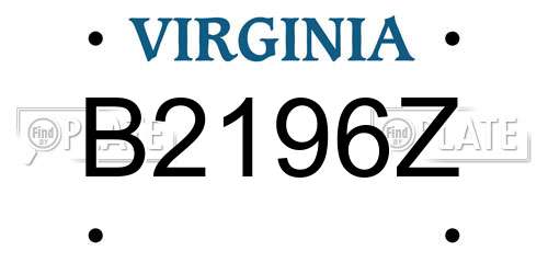 B2196Z Virginia License Plate