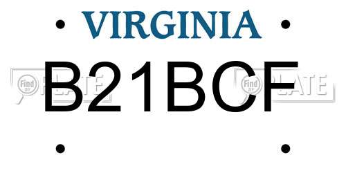 B21BCF Virginia License Plate