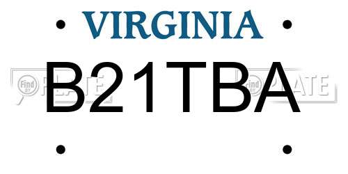 B21TBA Virginia License Plate