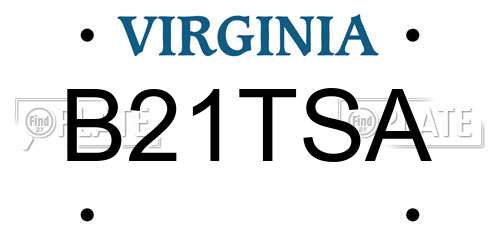 B21TSA Virginia License Plate