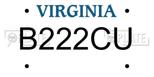 B222CU Virginia License Plate
