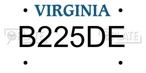 B225DE Virginia License Plate