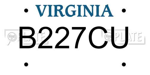 B227CU Virginia License Plate