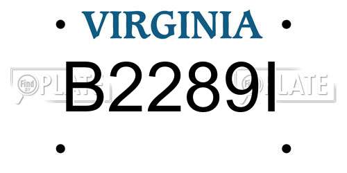 B2289I Virginia License Plate