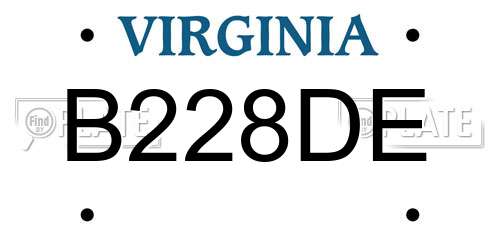 B228DE Virginia License Plate