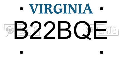 B22BQE Virginia License Plate