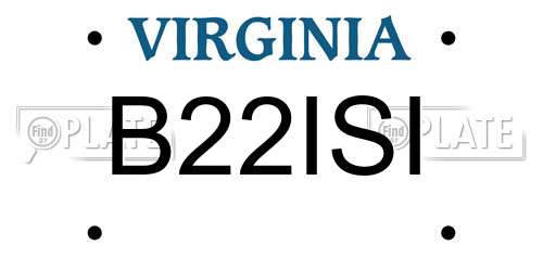 B22ISI Virginia License Plate