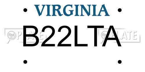 B22LTA Virginia License Plate
