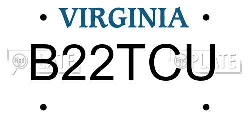 B22TCU Virginia License Plate