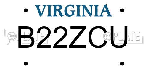 B22ZCU Virginia License Plate