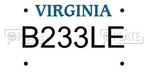 B233LE Virginia License Plate