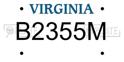 B2355M Virginia License Plate