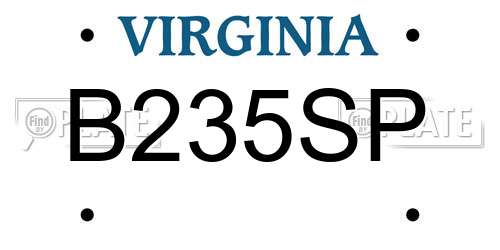 B235SP Virginia License Plate