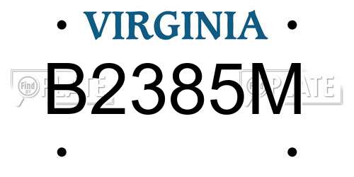 B2385M Virginia License Plate