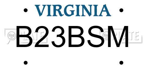 B23BSM Virginia License Plate