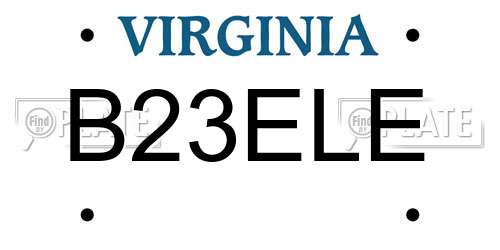 B23ELE Virginia License Plate