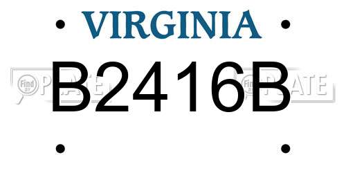 B2416B Virginia License Plate