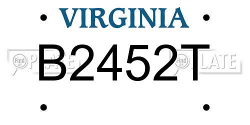B2452T Virginia License Plate