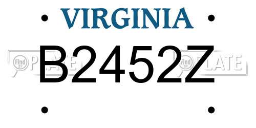 B2452Z Virginia License Plate