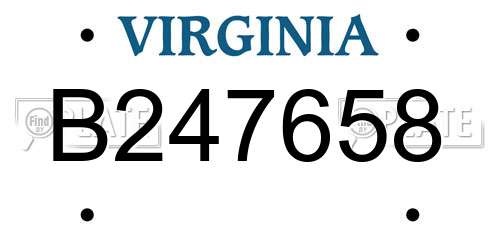 B247658 Virginia License Plate