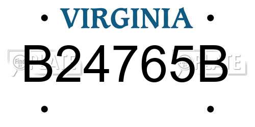 B24765B Virginia License Plate