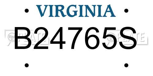 B24765S Virginia License Plate