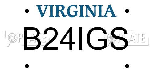 B24IGS Virginia License Plate