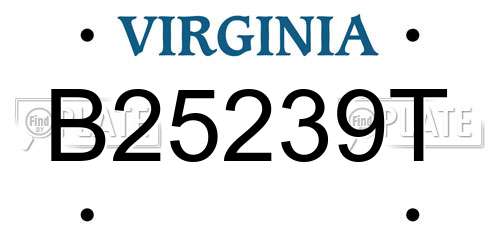 B25239T Virginia License Plate